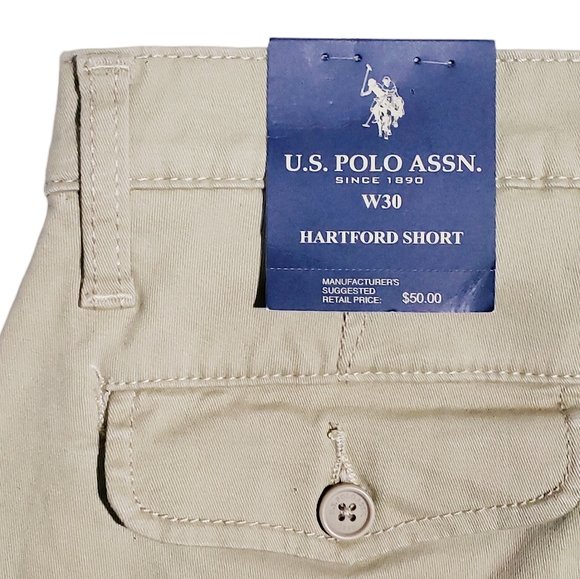 US Polo Assn Mens Hartford Stretch Twill Shorts Oxford Tan Size 30 NWT - Picture 5 of 7